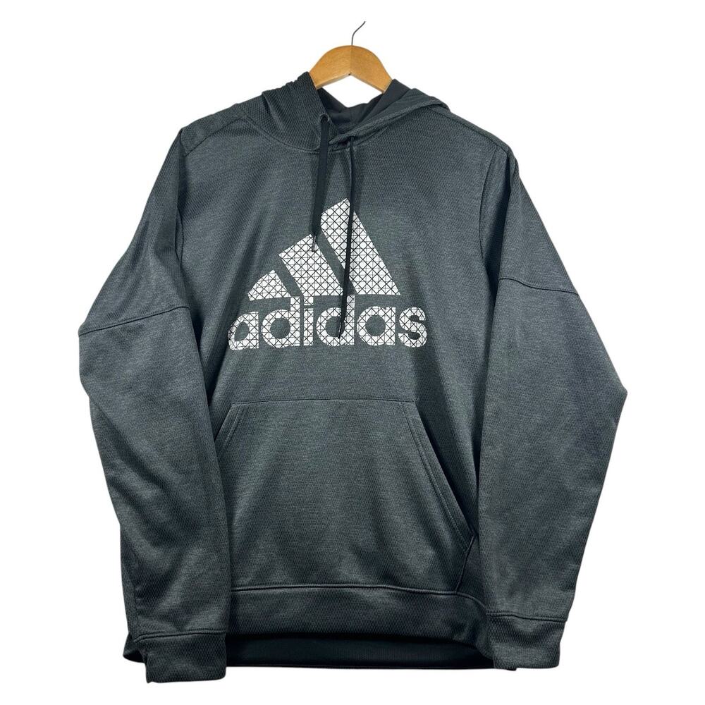 Adidas ClimaWarm Pullover Hooded Sweatshirt Mens Large Dark Green Classic Logo